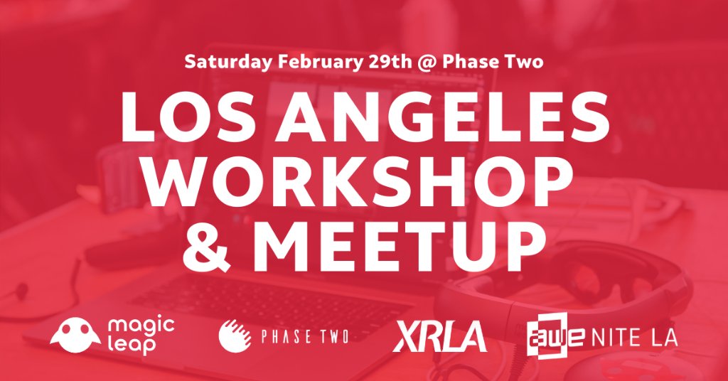 Los Angeles! Magic Leap DevRel comin your way February 29th for a workshop + meetup super combo. 
@phasetwospace @AWENiteLA @XRLAcommunity

Come learn to build Spatial Audio & VFX Graph with @triciaakatz & @kedarshashi 🔊 ✨ 🛠️ 

RSVP Here:
magi.ca/mlla22920