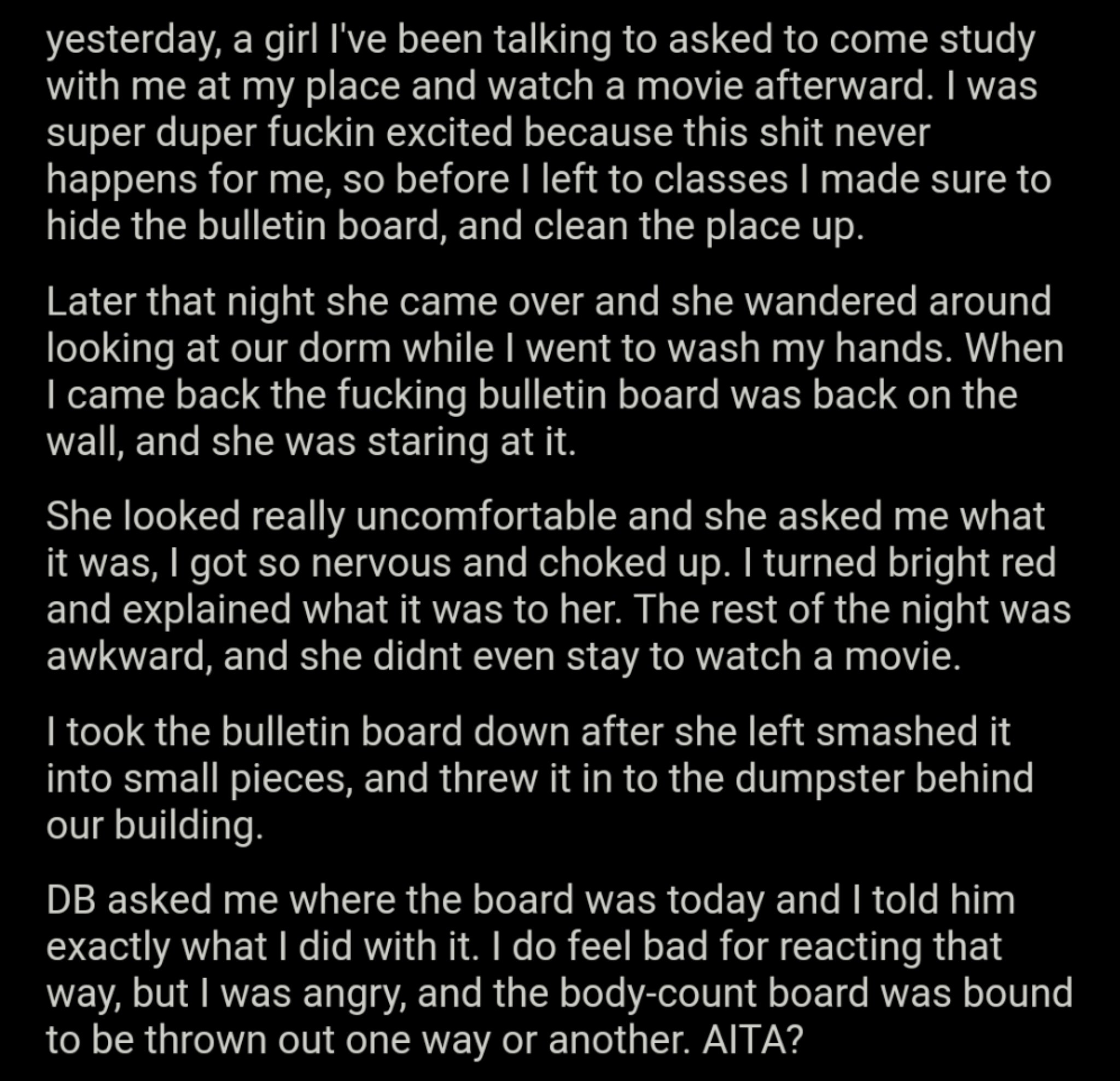 Am I Elon Musk? on Twitter "AITA for throwing out my friends "body