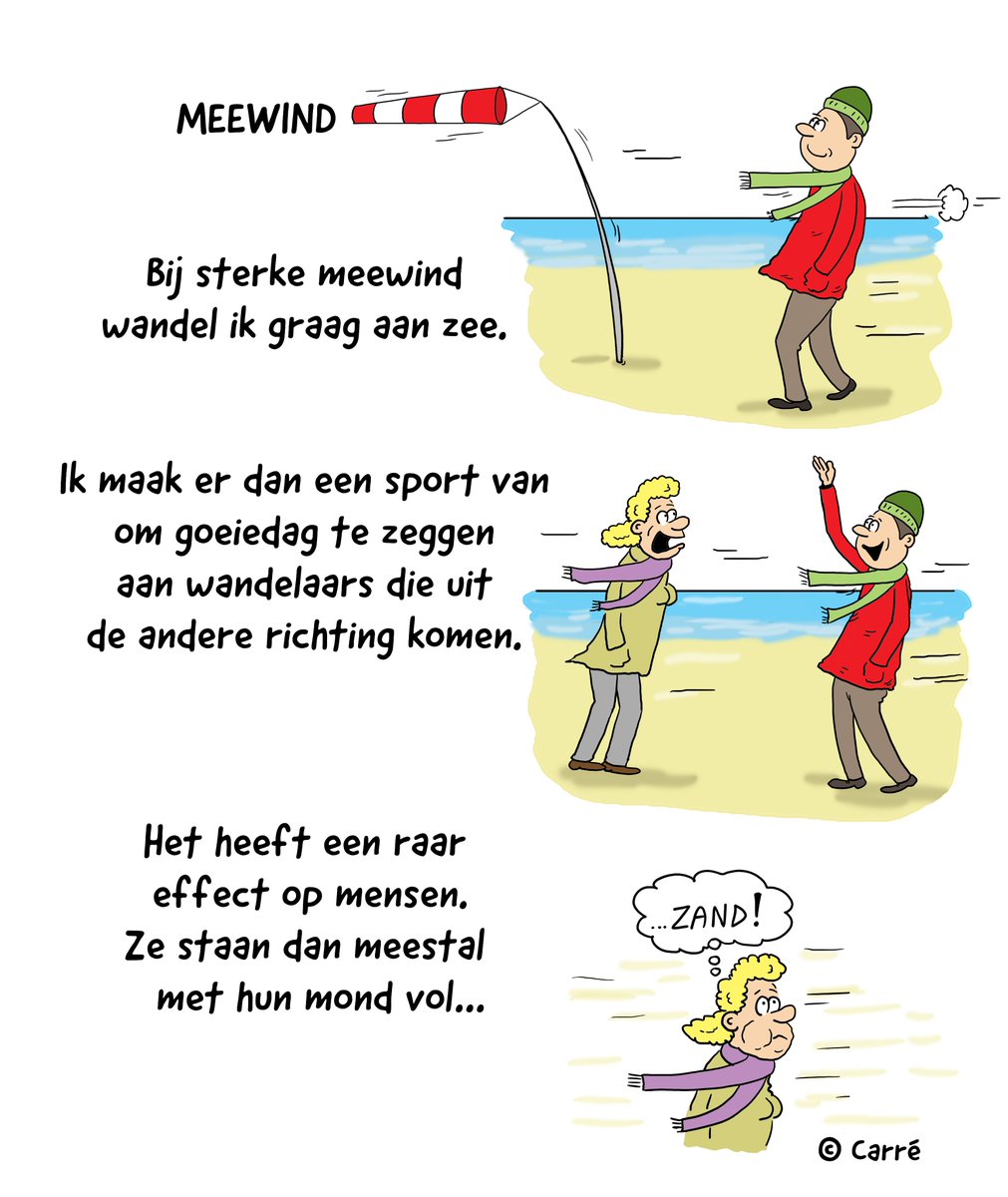 Wind op komst... #wind #tegenwind #wandelen #strand #zeewind #meewind # cartoon #uitwaaien #vriendelijkheid, image size:1011x1200