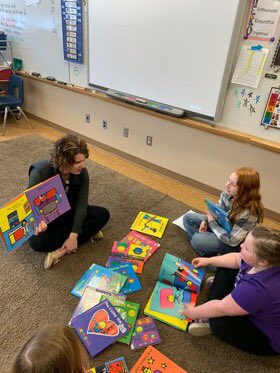 cstarkCF's tweet photo. It was fun to share Todd Parr books with students during our Reading Passport Event. He has such an important message in his writing! The students especially loved reading the letters at the end of each book!  #whatmakesKWgreat @toddparr @KWESPrincipal https://t.co/zHueEo3Wwk