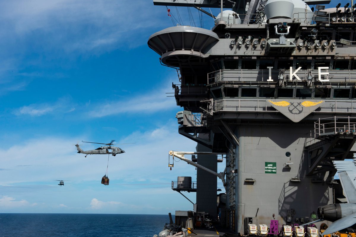  #USNavy Aircraft carrier USS Eisenhower  #CVN69 (IKE) deployed today after completing COMPUTEX. Ike CSG includes guided missile cruisers USS San Jacinto  #CG56, USS Vella Gulf  #CG72, destroyers USS Stout  #DDG55, USS James Williams  #DDG95 &USS Truxton  #DDG103 https://www.navy.mil/submit/display.asp?story_id=112134