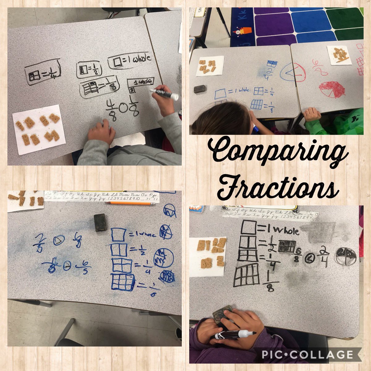 Comparing fractions with graham crackers @SurrattCubs #3rdgrademath