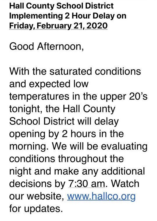 HallCountyHMP's tweet photo. Plan ahead if you usually go to your mentorship, especially if you go in the mornings! https://t.co/nZOZ8ruSly