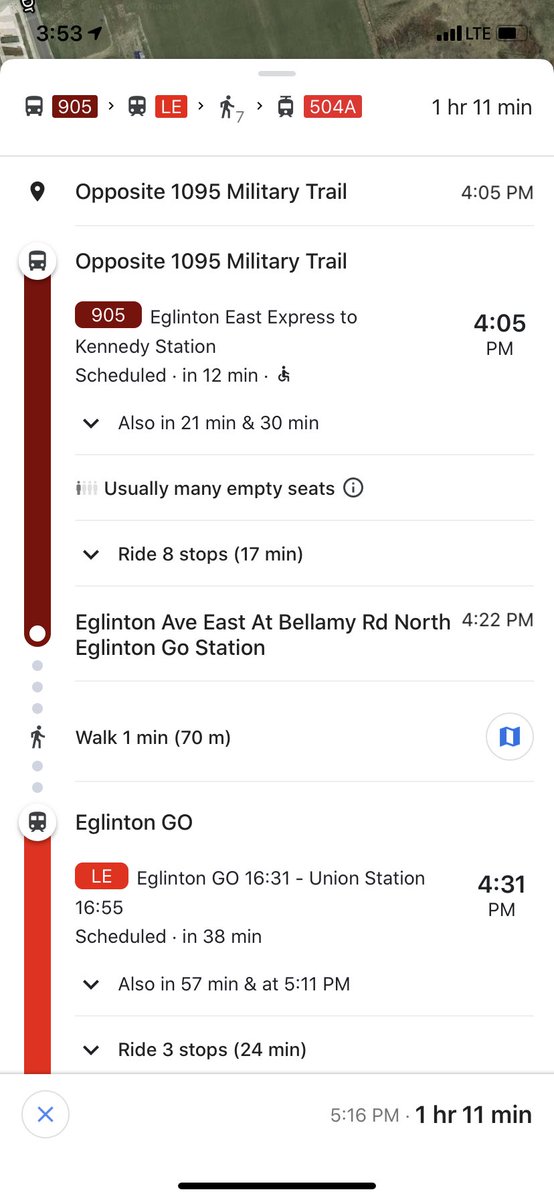 catherinekitts's tweet image. I’m in #Toronto for work this week, sadly interfering w/ my ability to participate in #ottcity’s #TransitChallenge2020. So! In the interest of comparison, I’m going to document my transit travels from @UofT #Scarborough campus to downtown TO. Trip = 33km @OttTransitRider