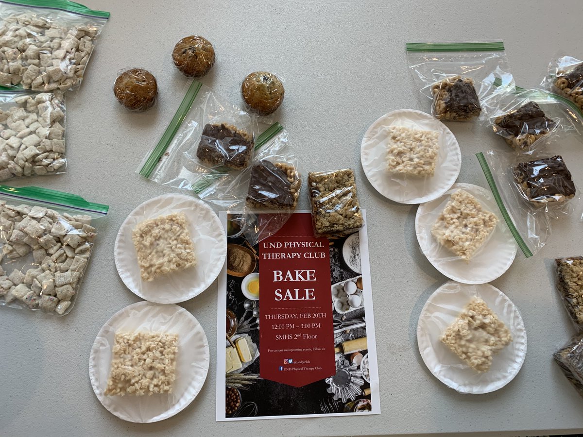 UNDSMHS's tweet photo. The Physical Therapy Club held their bake sale today to raise funds for members' travel to national American Physical Therapy Association conferences! Thank you to everyone who stopped by! https://t.co/2SIzPvIzdq