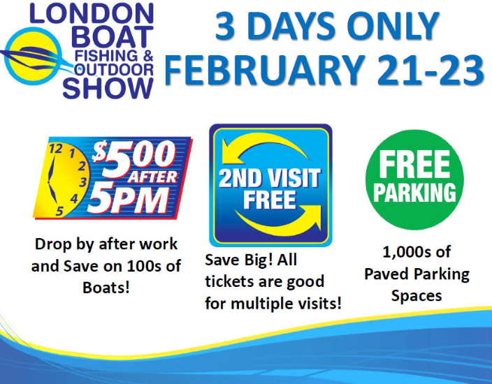 Opening tomorrow at 12pm(noon) #LondonBoatShow at the Western Fair District have you got your tickets yet? 

Skip the lines and SAVE some money buy your tickets online in advance at ontarioboatshows.com

#fishing #boating #outdoorlife #getoutdoors #hunting #vacation #anglers