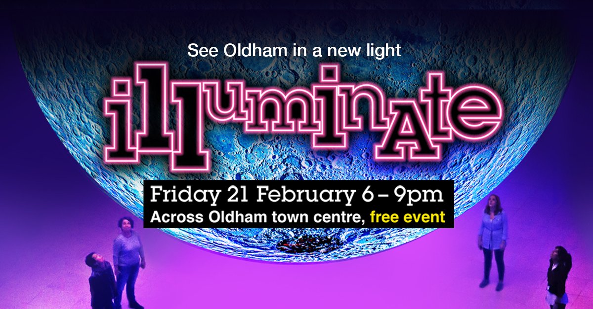 OldhamCouncil's tweet photo. Due to recent weather, some attractions have relocated for tomorrow’s Illuminate Festival, including the Museum of the Moon which is located at the Queen Elizabeth Hall (6-9pm). For more info on these changes visit: https://t.co/roTZUeEWvX or ask volunteers on the night. https://t.co/yh1J6EoZ0S