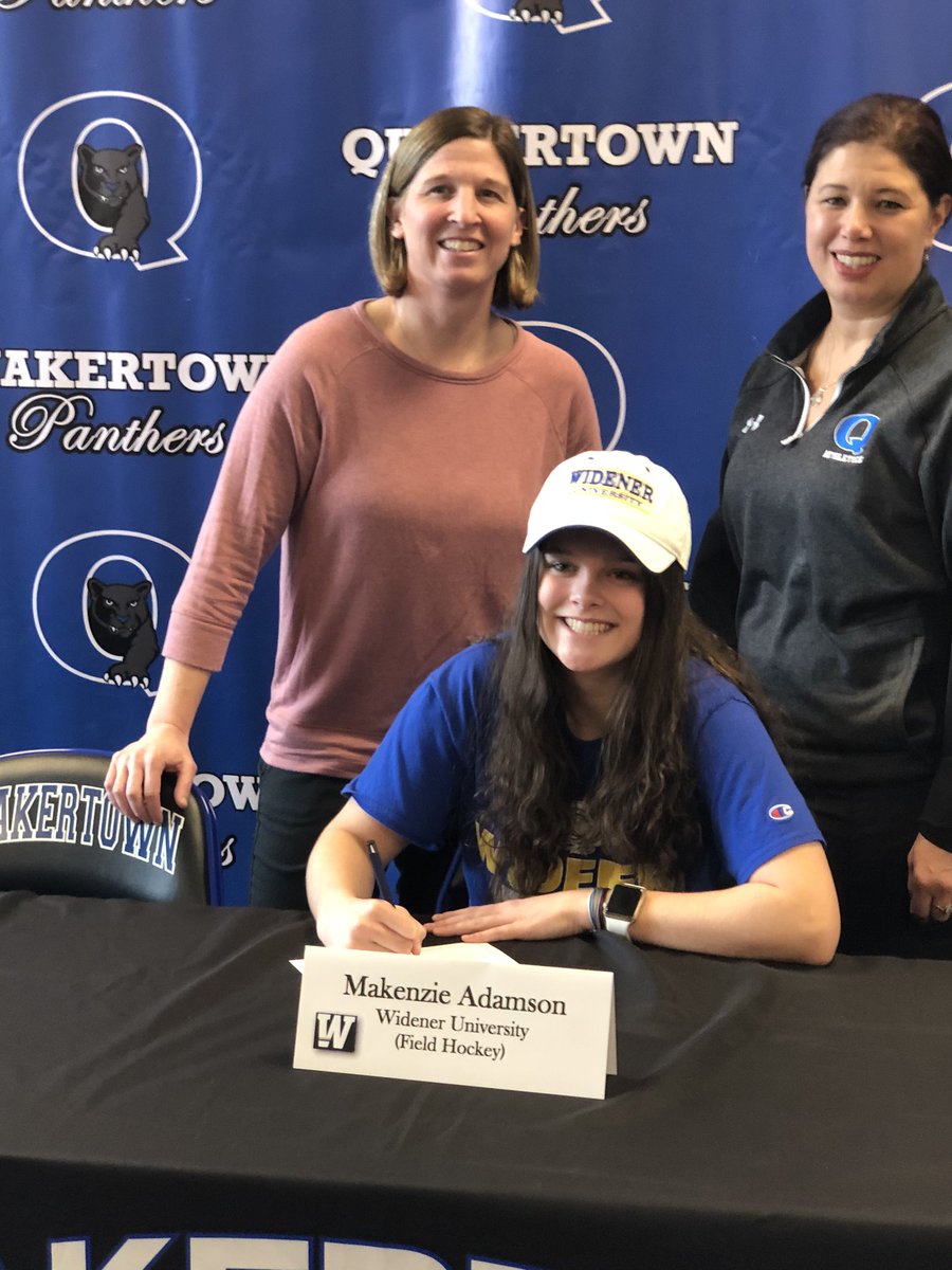 Qtown_fh's tweet photo. Congrats to Quakertown’s Makenzie Adamson for officially signing to play for Widener U. Field Hockey!! @QTownWrestling  @BillHarner @QCHSAthletics @QCHSprincipal @WidenerFHockey https://t.co/7SBnhPMFvC