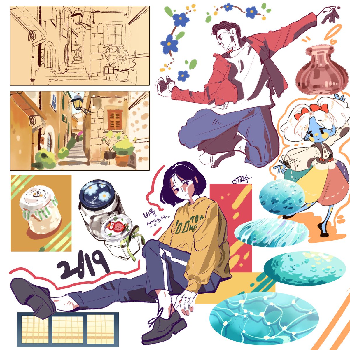 2/17~2/20
하는 김에 약간 다꾸하는 느낌처럼 하는게 목표였는데 하다보니 그냥 잡다한거 그리고 있어 