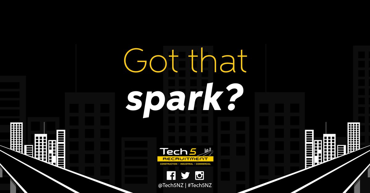 Tech5NZ's tweet image. Got that spark? 

We&apos;re looking for talented and dedicated workers to lend their skills to the many roles we have going right now! Our consultants would be keen to hear from you.

Give us a call us on 0800 825 111 or visit us at tech5.co.nz!