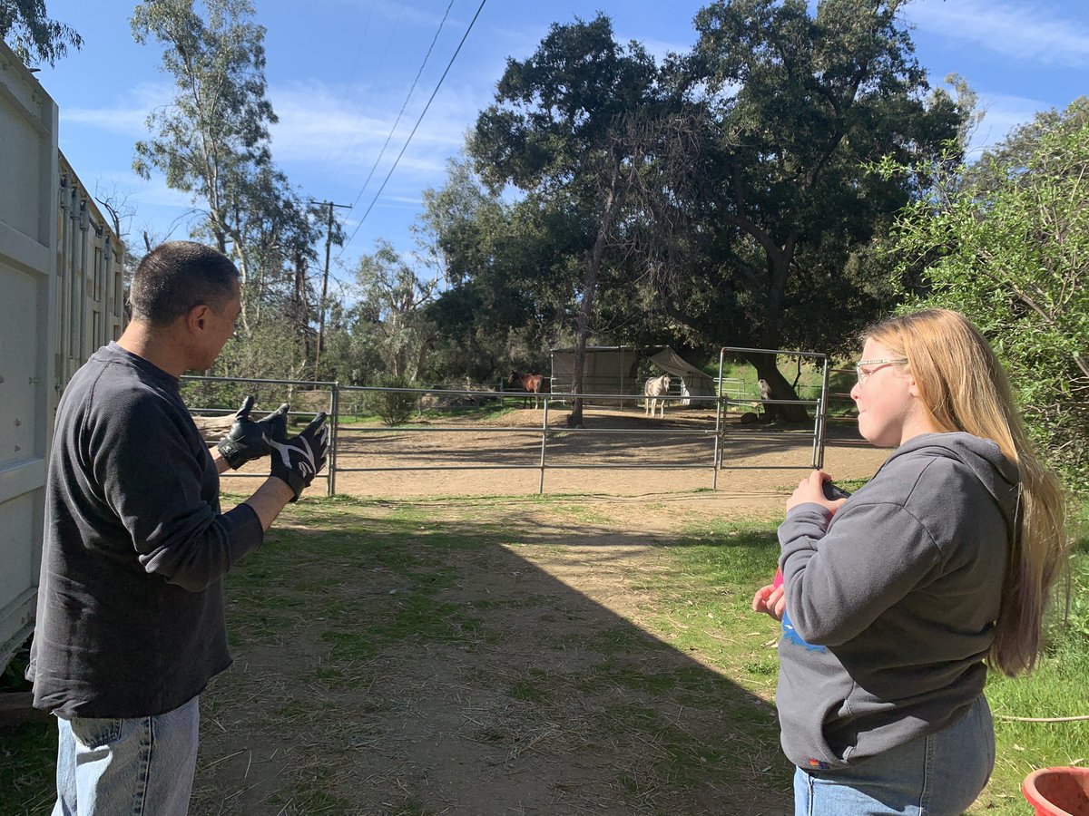 MUSEGlobalCA's tweet photo. When a student has a passion, MUSE delivers! Prime Campus Director Caitlin and 6th Grader Lilly met with MUSE Early Childhood parent Oliver to learn how with time, horses can be trusting and faithful animals. #getmused #museschool #passionbasedlearning #horses #passions https://t.co/JRXSdUs90A