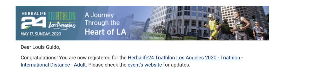 Registered to run the <a href="/Herbalife24/">Herbalife24</a>  Triathlon with members of the Cisco and Herbalife team!  Looking forward to a great event!