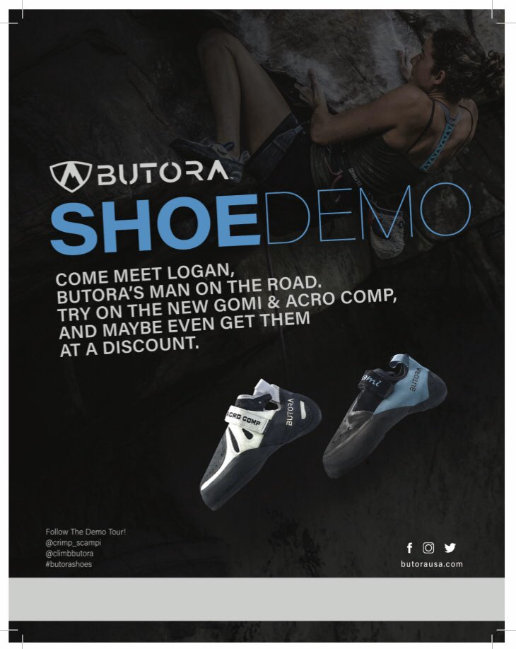 ssclimbing's tweet photo. Butora is having a shoe demo on Wednesday, February 26th from 5-8pm at our Kennesaw location! Come try ‘em out! 💪🏻 
__
#stonesummitclimbing #kennesaw #shoedemo #butorashoes #butorashoedemo #stonesummit #stonesummitkennesaw #ssclimbing https://t.co/YYDGhSVm1W