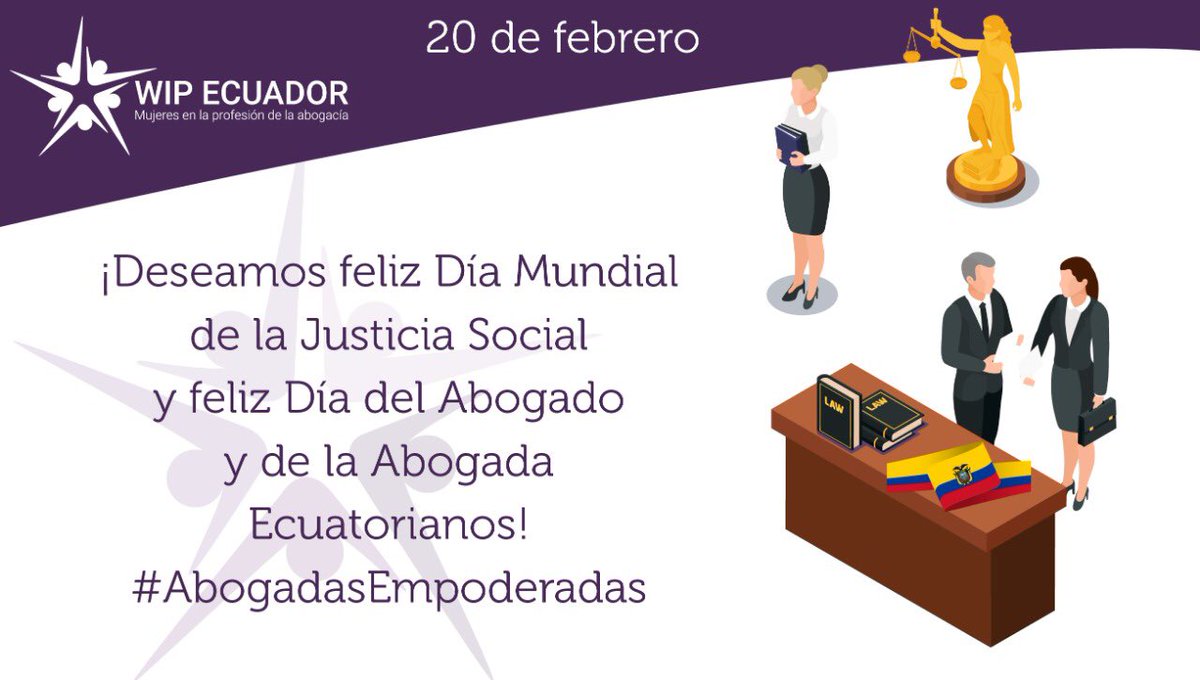 WIPEcuador's tweet photo. Desde #WIPEcuador festejamos el #DíaDelAbogado y la Abogada ecuatorianos. ¡Trabajamos juntos por la igualdad de oportunidades! #MujeresWIP #AbogadasEmpoderadas https://t.co/LLGZ464eob