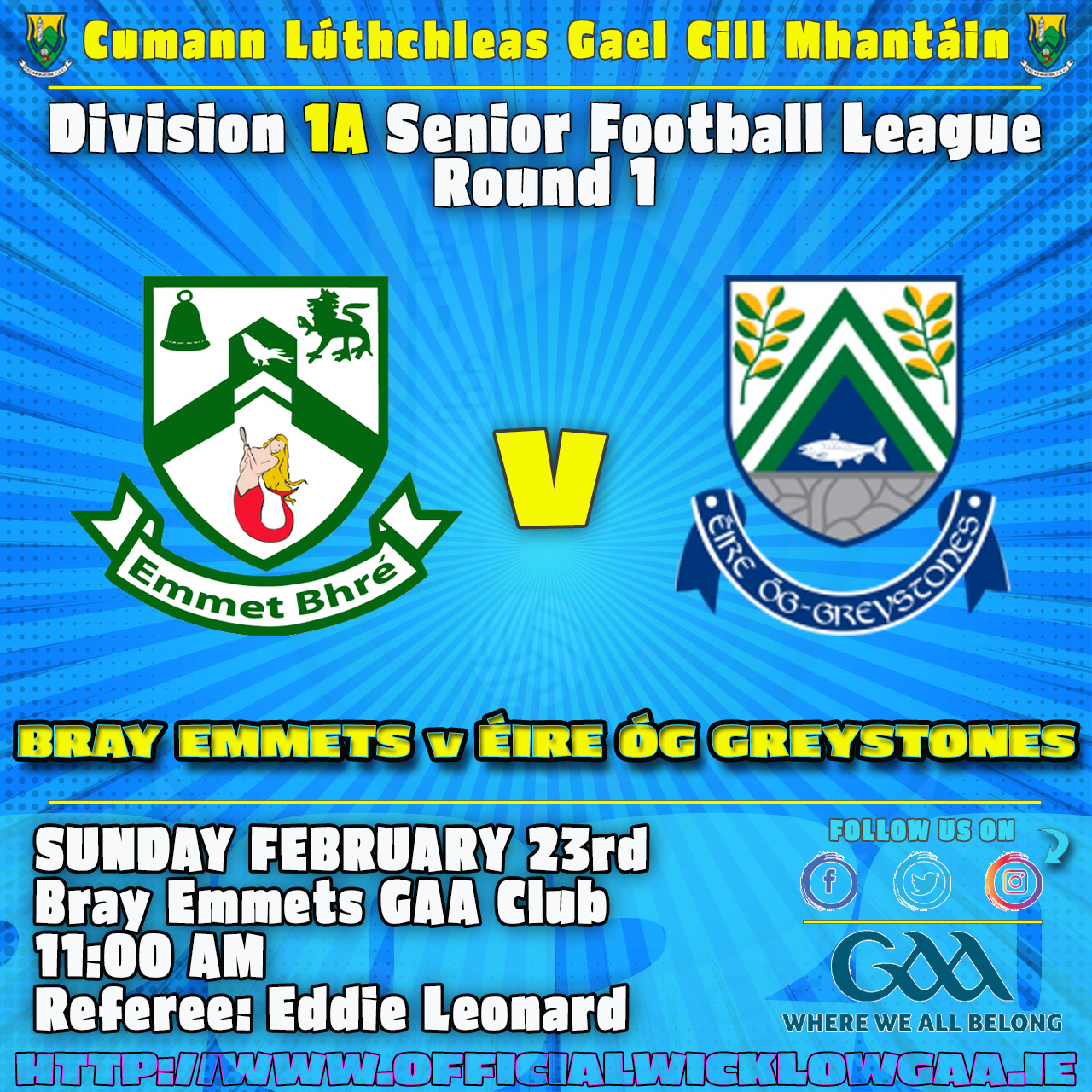 Official Wicklow GAA on Twitter "SENIOR FOOTBALL LEAGUE 2020 DIV1A