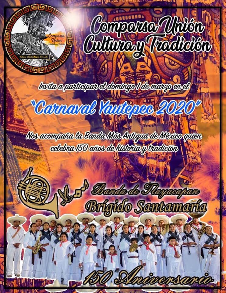 ChinelosSA's tweet photo. Agradecemos la invitación que nos hacen los amigos de la Comparsa Unión - Cultura y Tradición de Yautepec Morelos a su Carnaval 2020.
Amenizando Banda de Tlayacapan Brígido Santamaría
#ChinelosSA #Huixquilucan Adrián Guzmán https://t.co/MTrpHF0GW2