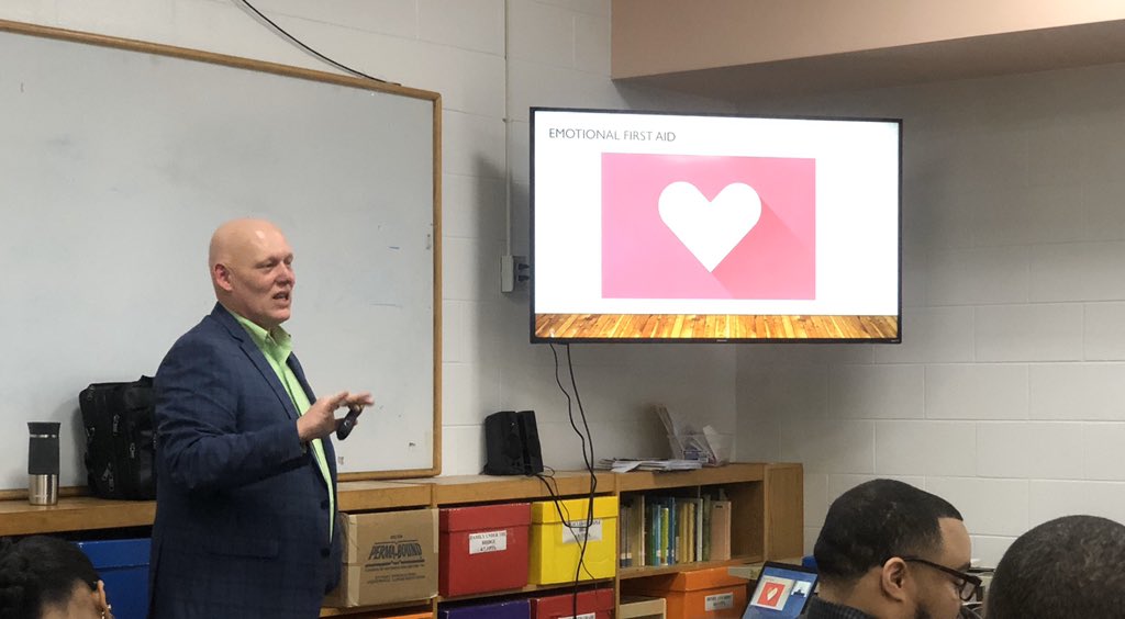 JSullyOBX's tweet photo. Thank you to Mr. Wade Puryear with Puryear Wellness Services for providing us with relevant professional development on childhood trauma, challenging behaviors, and creating positive classroom environments!  It was a fabulous, informative session with the Dabney staff! @oneomega https://t.co/mlyrYIrogP