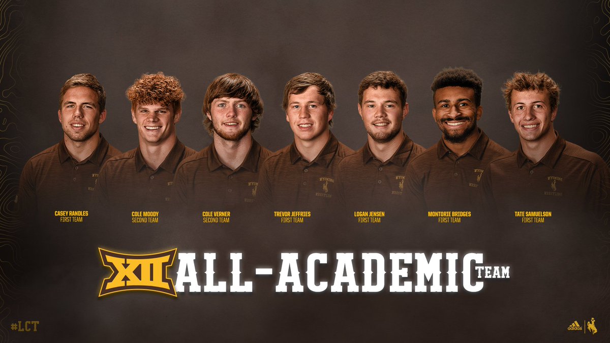 WyoWrestle's tweet photo. Seven Pokes named to Big 12 All-Academic Team.

📰 | https://t.co/x9eqCM3ydj

#OneWyoming #GoWyo #LCT https://t.co/nln4YbbsaV