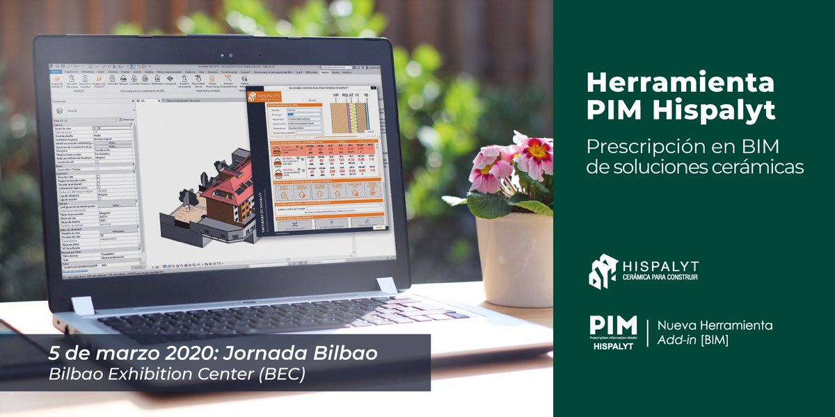 // PIM - JORNADA BILBAO 2020

El 5 de marzo <a href="/Hispalyt/">Hispalyt</a> presenta en <a href="/infoconstru/">InfoConstrucción.es</a> Bilbao la nueva Herramienta Pionera #PIMHispalyt, un complemento GRATUITO para #REVIT que facilita la prescripción en #BIM con la seguridad de cumplir el CTE. 

Inscríbete en: eventos.infoconstruccion.es/bilbao2020