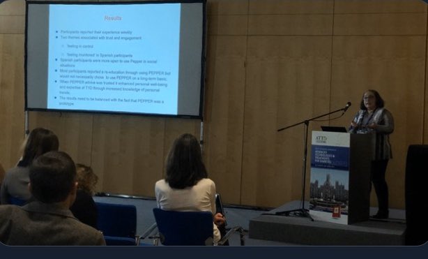 Congratulations, Dr. Arantza Aldea and @mazwaite for winning the “ATTD Psychosocial Award” for the PEPPER system. We enjoyed listening and learning about PEPPER. Thank you for keeping PWDs at the center of your work. #ATTD2020