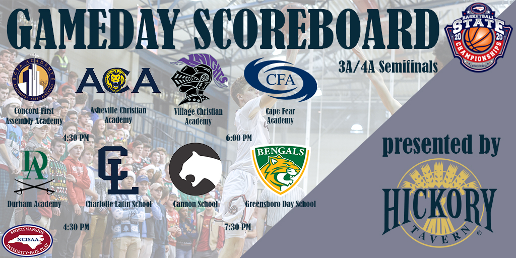 NCISAA1's tweet photo. Semifinal action of the 2020 NCISAA Basketball Championships presented by @OrthoCarolina starts tomorrow! Follow the action here on the Gameday Scoreboard presented by @TheHickoryTav. #HickoryTavern https://t.co/svOJvjZRL2