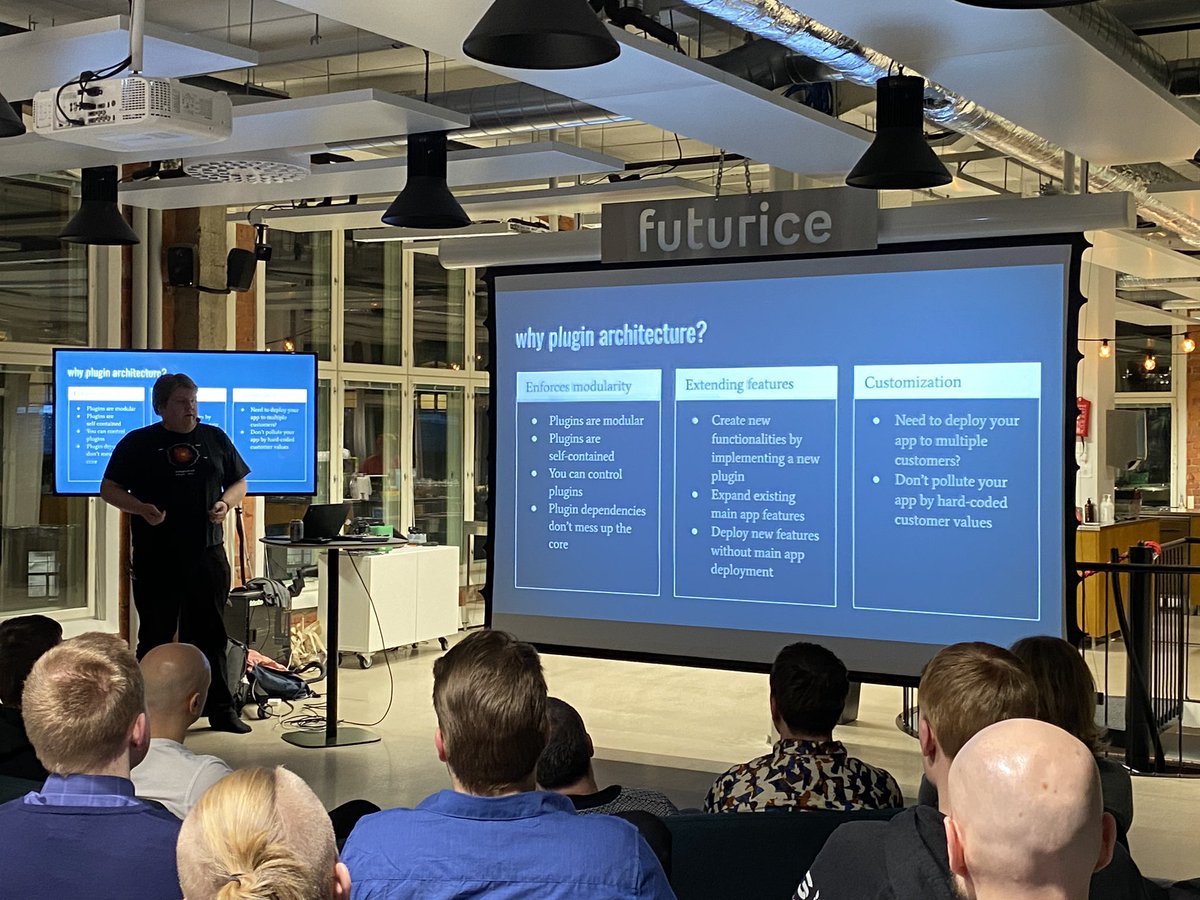 tamperedotnet's tweet photo. Next up Petri Sarasvirta with ”.NET Core 3 plugin architecture” https://t.co/XBCt38F9Tz