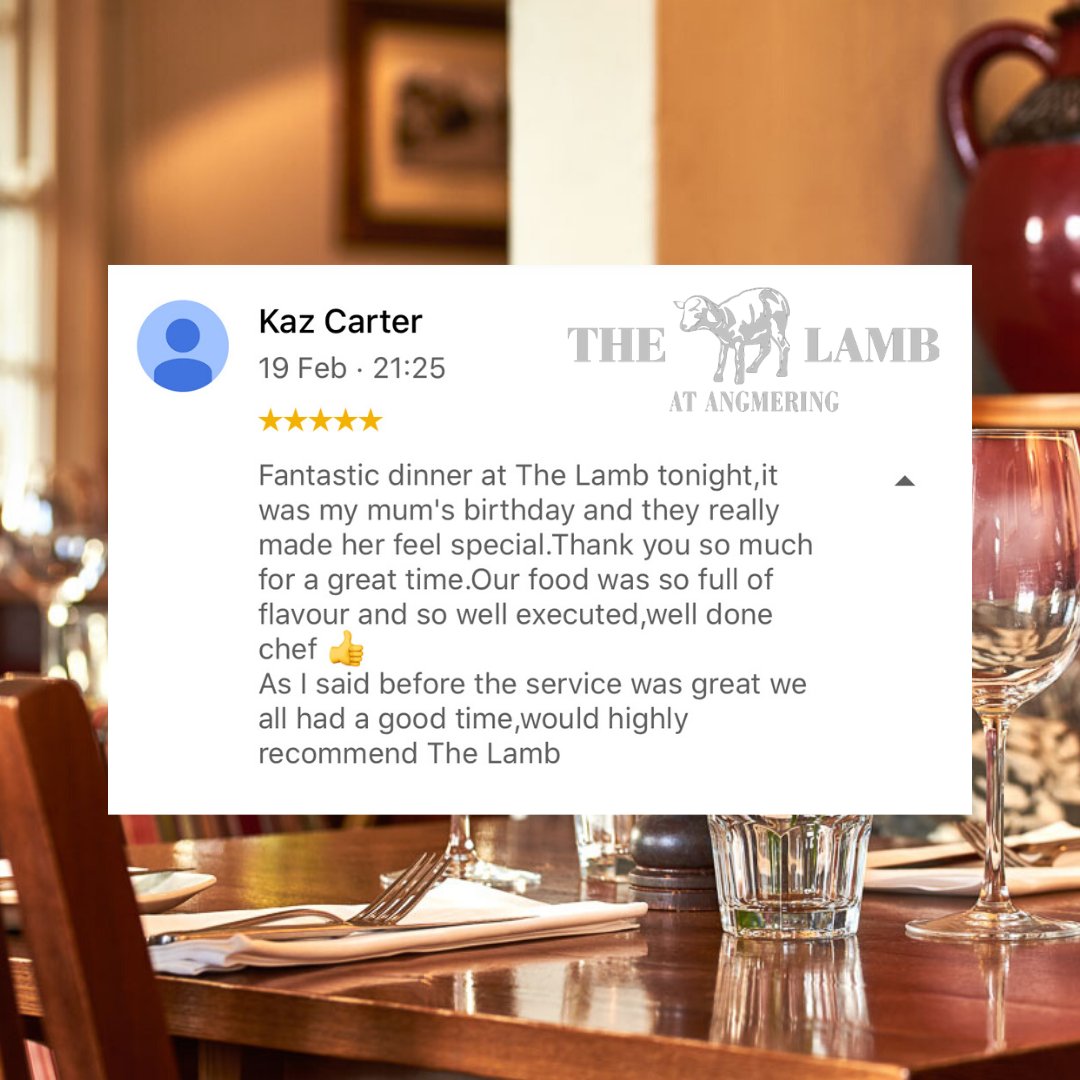 LambAngmering's tweet photo. Some lovely feedback received this week on Google, we really appreciate everyone who takes the time to leave a review!  
Thank you 🤩
.
.
.
#local #gastropub #pub #diningout #familydinner https://t.co/fNrR1ZQXGb
