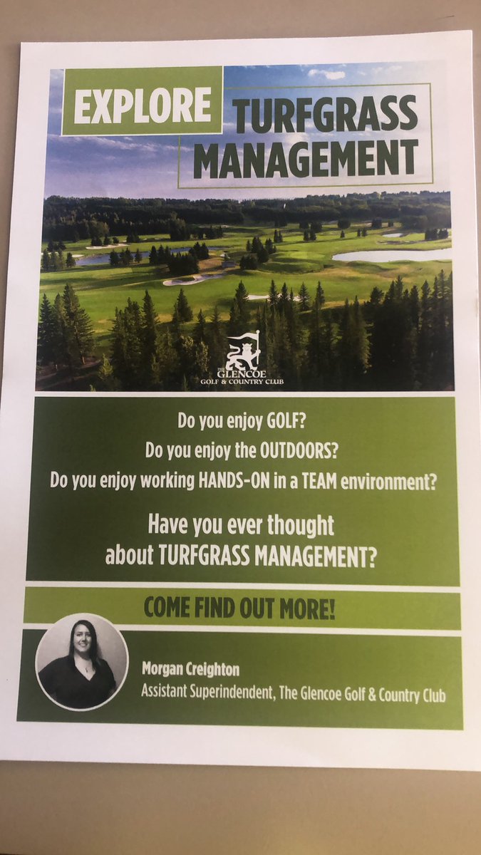 creighton_mm's tweet photo. Starting my tour of Calgary and area high schools talking about Turfgrass Management being a viable career choice! I will be visiting 15 schools over the next few weeks sharing my love for the golf course! #turfislife https://t.co/Z2CzdJYL9R