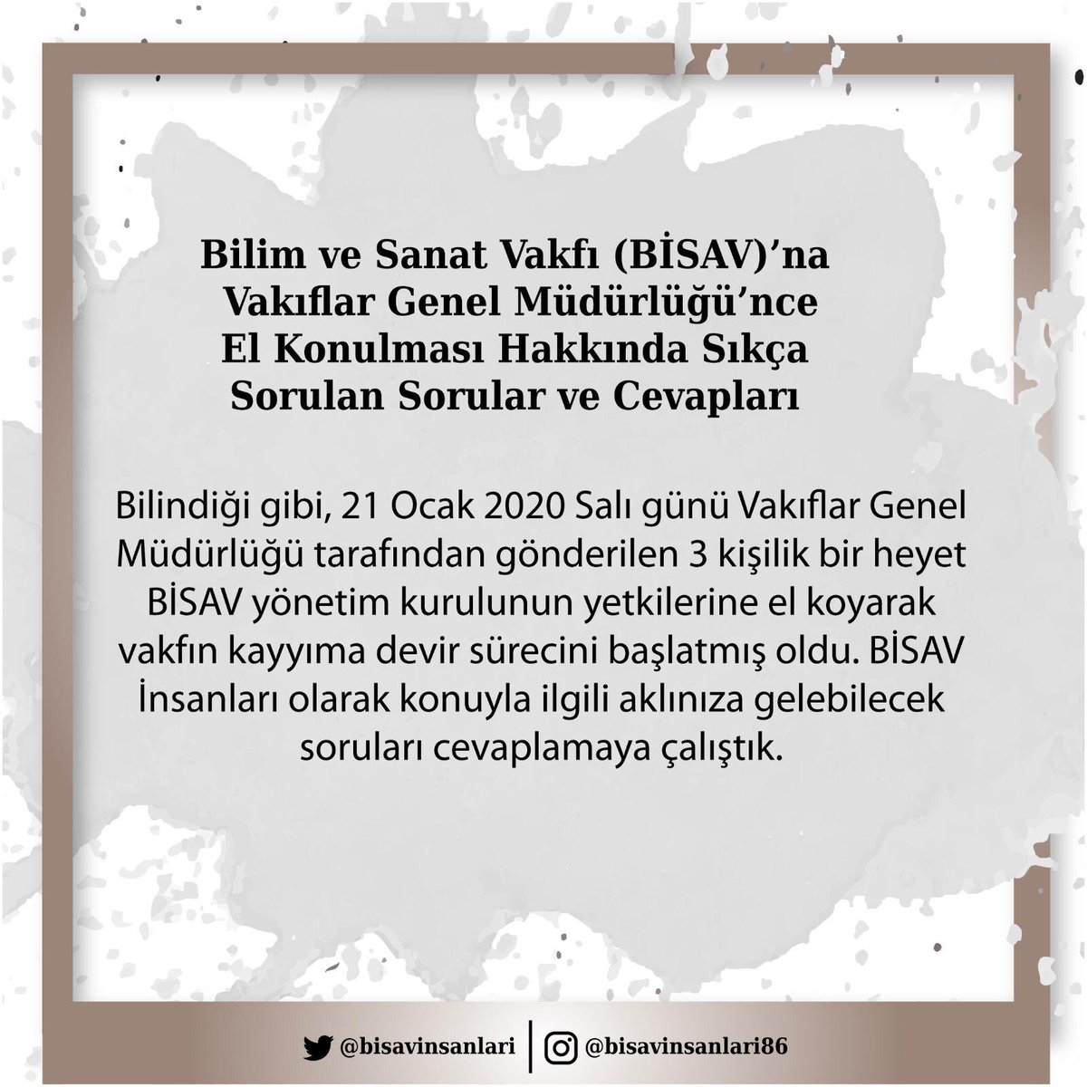 bisavinsanlari's tweet photo. Bilim ve Sanat Vakfı’na kayyım atanması sürecinde akıllara gelen soruların cevaplarını araştırdık. 

Daha detaylı bilgi sağlayabilmek için de web sayfamızı faaliyete geçirdik: https://t.co/T5jqtcuJkA https://t.co/gA66TL3UIv