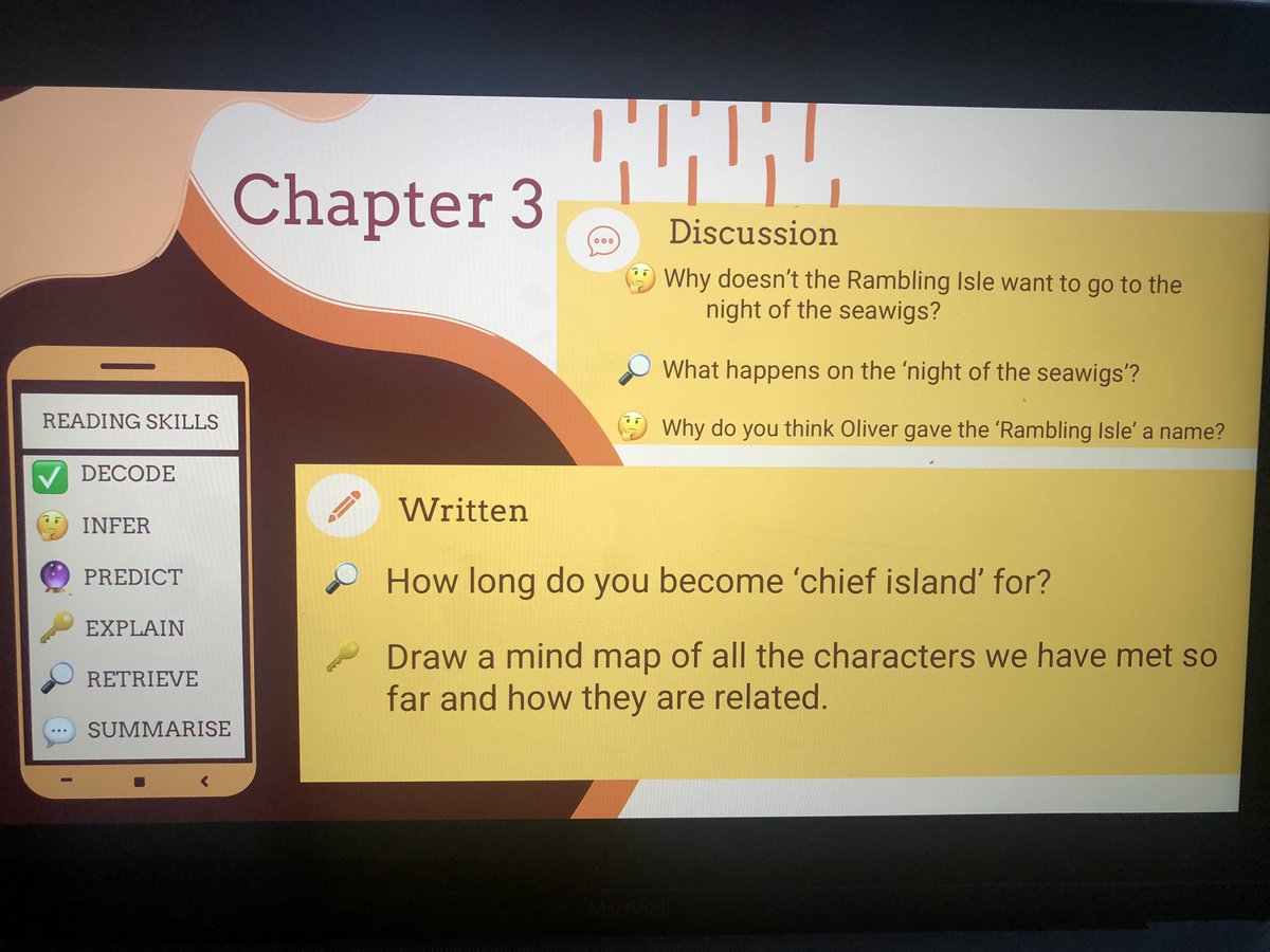 MissGraceJ's tweet photo. Loving planning our next Whole Class Read - why do emojis make everything better? 😍My recent EAL CPD has definitely reminded me of the importance of including visual media, especially when reviewing vocabulary. Makes such a difference #EAL #WCR #OliverandtheSeawigs @LiteracyShed https://t.co/kTx01J2uBb
