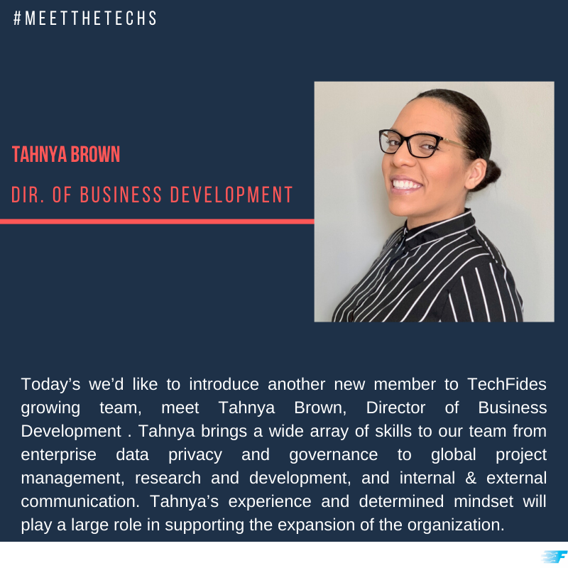Tech_Fides's tweet photo. Today we'd like to highlight Tahnya Brown. As a great new addition to our team, she has a lot to offer and a wide range of skills to bring to the table! #MeetTheTech #TechFides https://t.co/pK6bjqaTn5