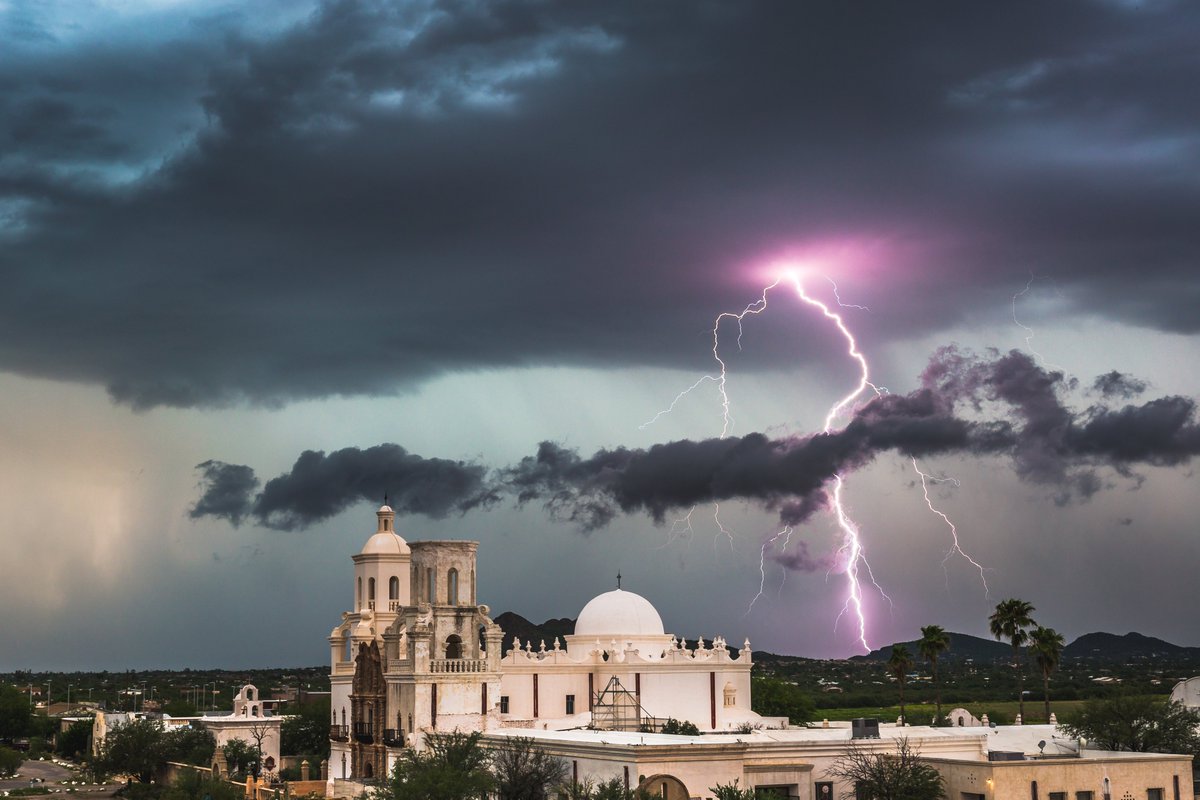 Sharing an oldie but goodie.   Capturing lightning over the San Xavier Mission south of Tucson took many, many frustrating attempts.  But it finally paid off gloriously on August 23, 2017! #azwx #sanxaviermission #tucson #stormhour