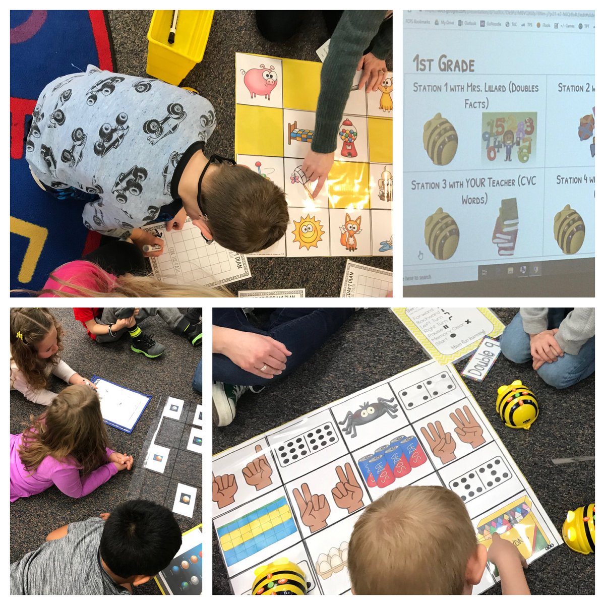 Coding in first grade includes CVC words, Doubles facts, and space! Problem solving in action at Thurmont Primary. #fcpsstem @LillardAshley <a href="/MBaiseyFCPS/">Michele Baisey</a>