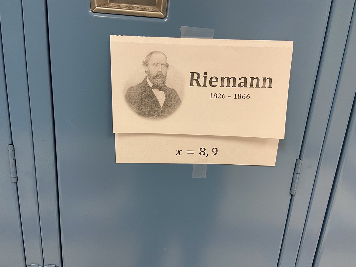 MathYorktown's tweet photo. Do you know your mathematicians? Ms. Paul has an interesting way of highlighting mathematicians as her students review for assessments #yhsdoingmath https://t.co/C2p0DrOTeG