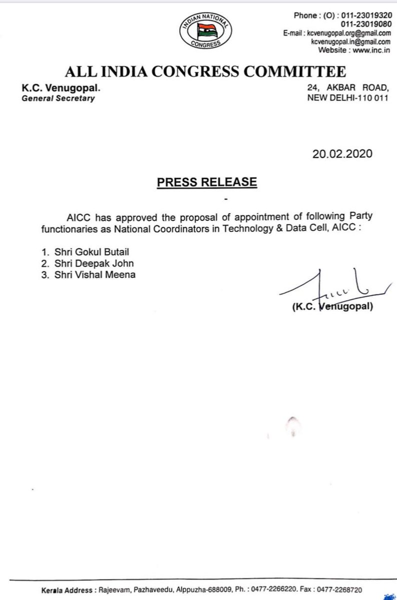 vishal_INC's tweet photo. Many thanx to Hon'ble @INCIndia President Smt. Sonia Gandhi ji, Our leader sh. @RahulGandhi ji, GS Org sh. @kcvenugopalmp Ji, My ideal Sh @SachinPilot Ji, Dept. Chairman Sh. @pravchak ji for giving me an opportunity to work as National Coordinator. @vidyarthee  @AlankarSawai https://t.co/8GvEa53XdH