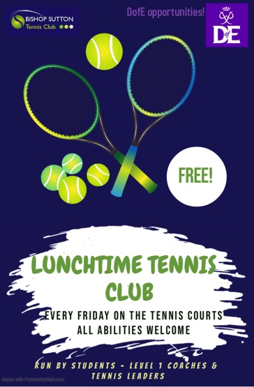 Another opportunity to play tennis <a href="/ChewValleySch/">Chew Valley School</a>, a new, free lunchtime club every Friday, outside on the school courts! Run by pupils with coaching qualifications, it will be fun and open to all abilities. Come along, bring a friend! <a href="/ChewValleyPE/">ChewValleyPE</a> <a href="/DofE/">The Duke of Edinburgh’s Award</a> volunteering @AvonLTA