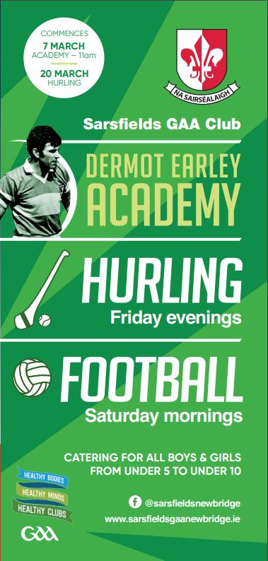 SashGAA's tweet photo. Save the Date:  March 7th, 11am. The Dermot Earley Academy will be back and better than ever before!!  New members are always welcome at the home of the County Champions!! https://t.co/sR9JOLB5iV