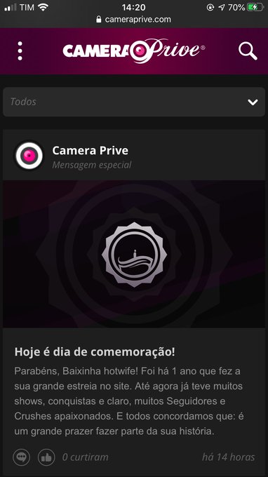 Em comemoração ao meu aniversário de 1 ano no @cameraprive coloquei todos os vídeos do meu perfil por