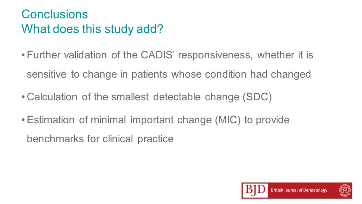 BrJDermatol's tweet photo. The free #JournalClubSlides look at the Childhood #AtopicDermatitis Impact Scale (CADIS) used to measure #QualityofLife in young children affected by #AD.
https://t.co/3l8stqXyGU https://t.co/O80EpfVwb5