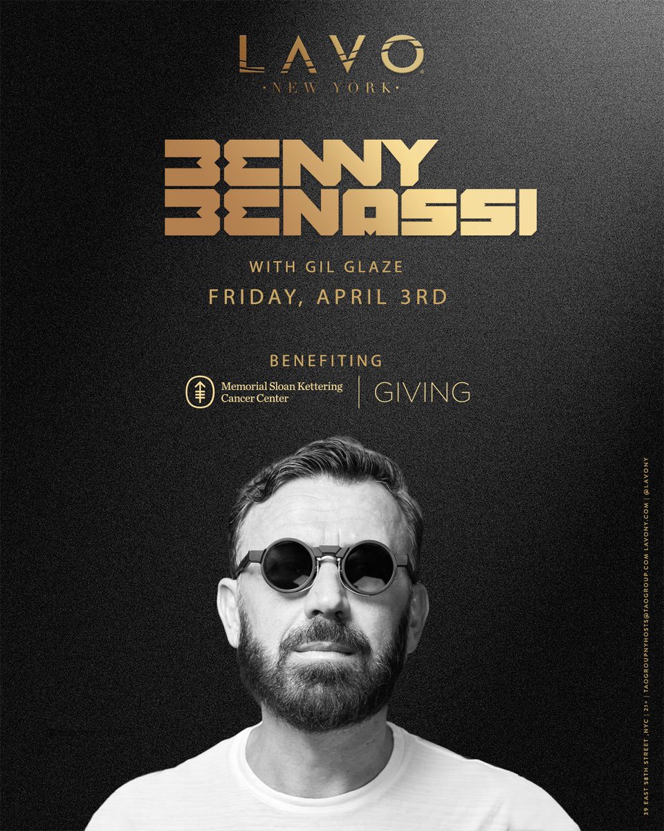 Last year I’ve gotten to know the amazing medical team at @sloan_kettering. I saw the dedication of the team at the <a href="/ScaltritiLab/">Maurizio Scaltriti</a> has the power to create hope where hope is most needed. On April 3rd I’ll raise funds with my show at <a href="/LavoNY/">LAVO New York</a> find out how: spot.fund/bennybenassi