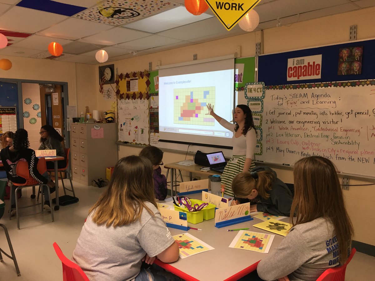 GovMifflinSD's tweet photo. It's #Eweek2020 &amp; @GovMifflinMS has A LOT going on! Students in Mrs. Bolles' classes are getting daily opportunities to learn about STEM careers. Today's challenge: work with a transportation/data scientist to  design efficient city bus routes within budget . #mifflinsd https://t.co/JqnaTZicRK