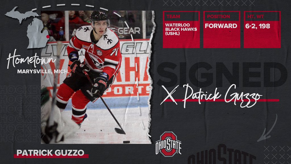OhioStateMHKY's tweet photo. 🚨 Future Buckeye Alert 🚨
 
✍️ Welcome Patrick Guzzo to the Buckeye hockey family! 

#GoBucks https://t.co/KVhpS5OMmC