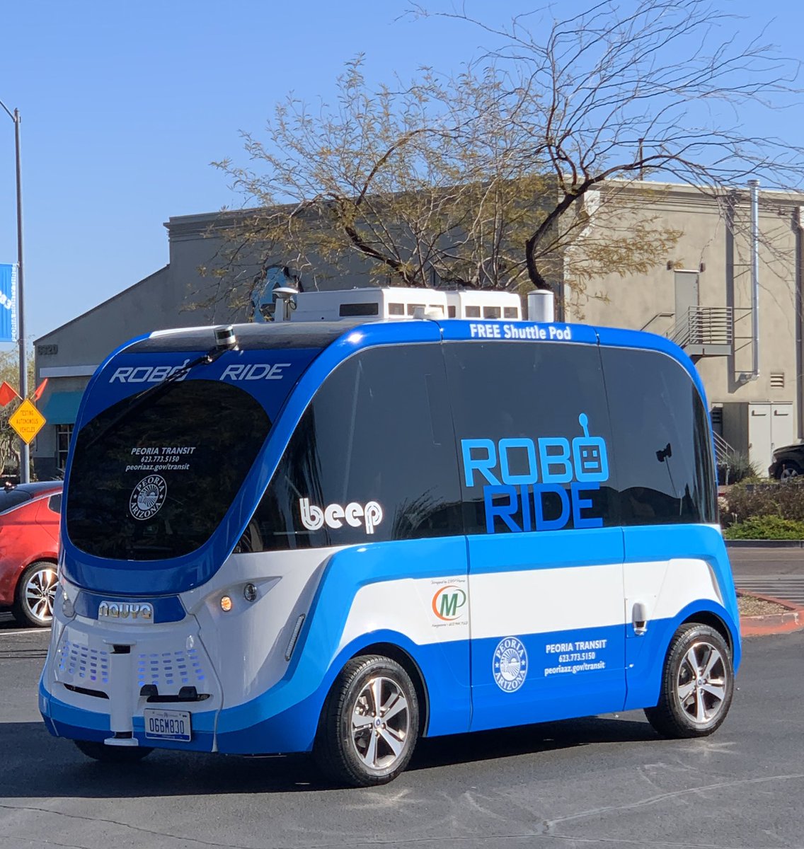 _AZLTA_'s tweet photo. Congrats to @PeoriaAZ on the launch of Robo Ride, a new driverless autonomous shuttle pilot program! A great way to explore the P83 Entertainment District. The future of mobility is here! @beepAVsolutions
#RideWithRobo #AZTourism https://t.co/9dy47DH2Rj