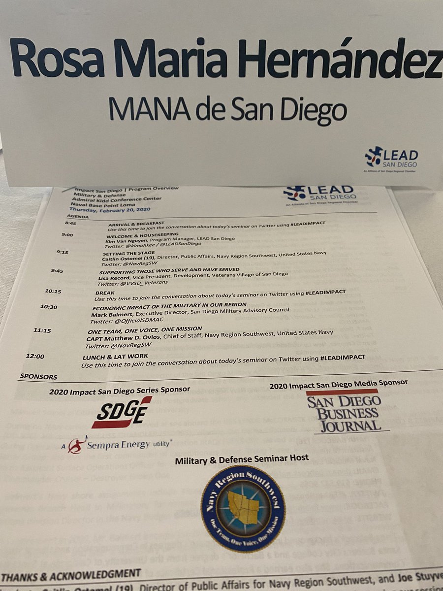 RosaMariaHCSD's tweet photo. Proud and honored to be amongst community leaders that support our veterans, military and defense in our region. Remembering my days at USC, supporting military social work. #LEADIMPACT #manasd @MANAdeSanDiego @LEADSanDiego @VVSD_Veterans @OfficialSDMAC https://t.co/zAO3Jv7z93