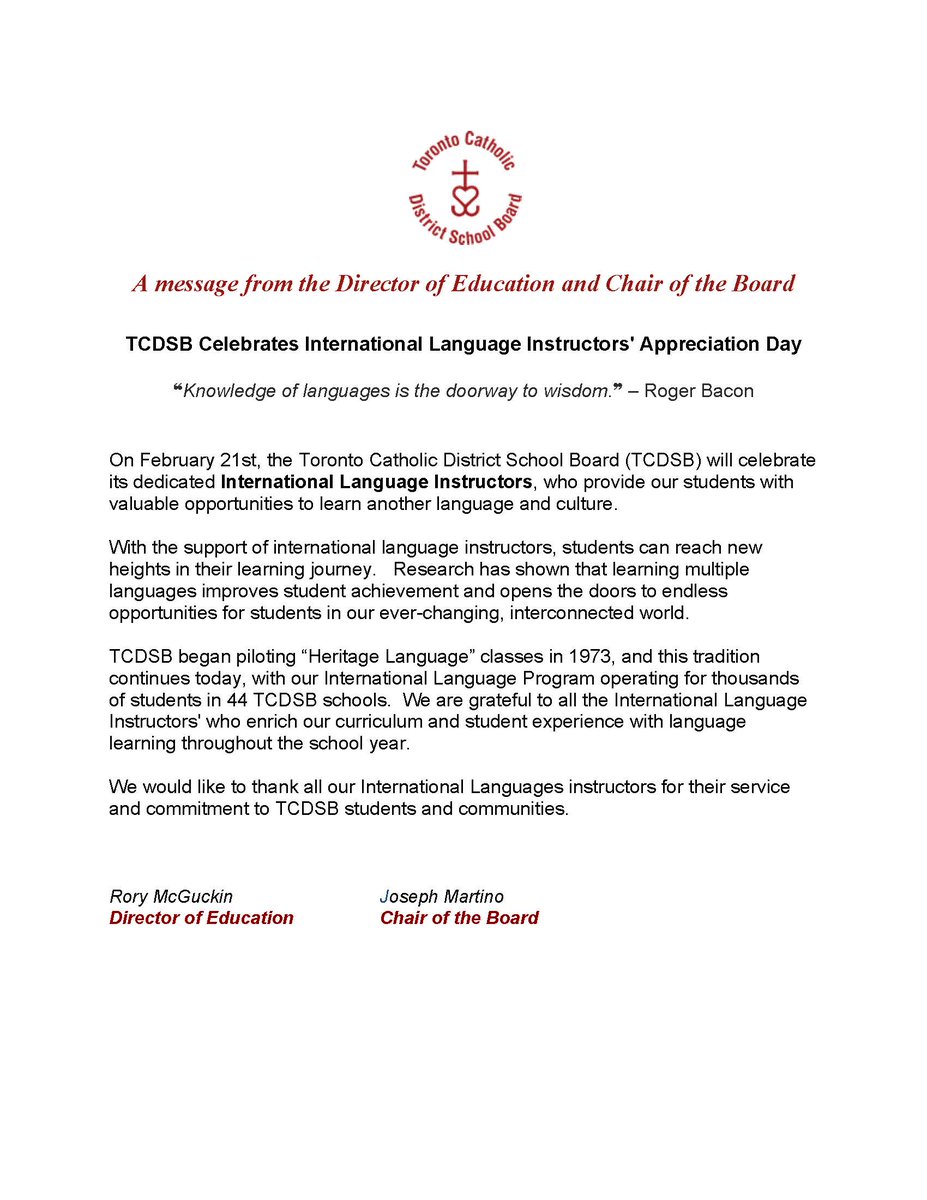 TCDSB tweet picture