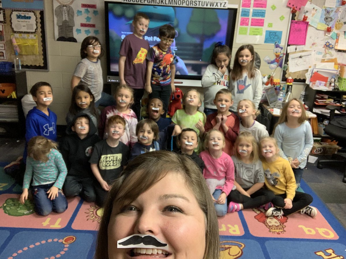AmberTudor2's tweet photo. Inside recess shenanigans... we mustache you a question..... #1stgraderocks #piedmontelementary https://t.co/q0Wdr59nWf