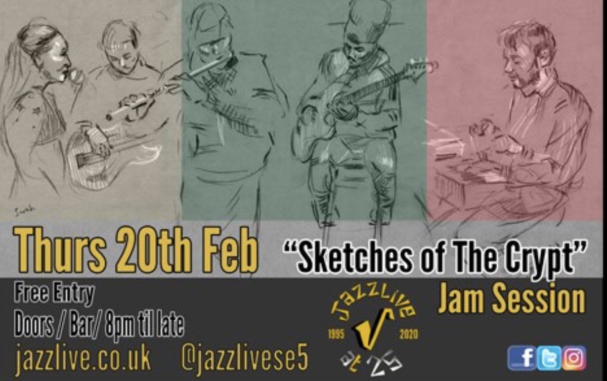 #Sketches #JamSession tonight. 8pm  #FreeEntry #jazzlive #se5 #camberwell #southLondon #jazz #music #art #venue #crypt