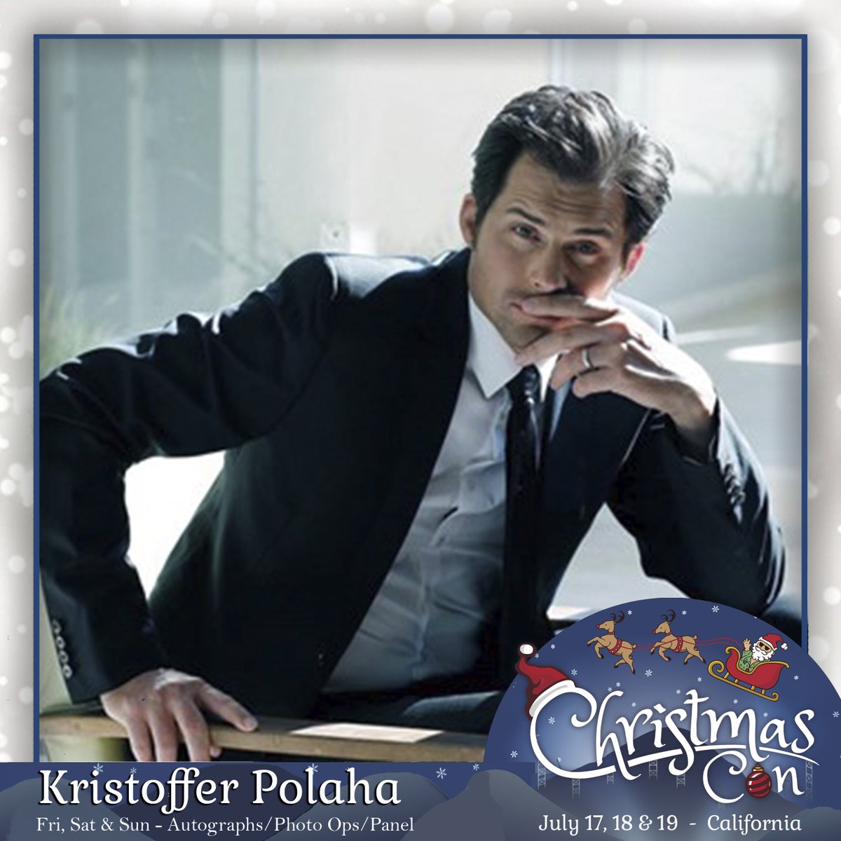 ⁣😎 Mystery 101: The Christmas Con.  Welcome Kristoffer Polaha <a href="/KrisPolaha/">Kristoffer Polaha</a> to #ChristmasCon2020CA! 

🎟️ 📸 Get your tickets and Photo Ops now! #LINKINBIO

👉 Kristoffer will be joining us (July 17, 18 &amp; 19) for Autographs, Selfies and Professional Photo Ops!