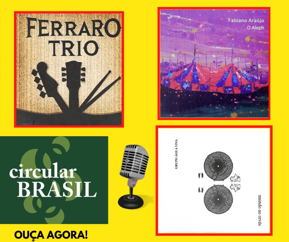 O Circular Brasil deste domingo (<a href="/mecfm/">./.</a>) traz o “Ferraro Trio” (Aracajú), com um Rock Instrumental delicioso! E tem o Fabiano Araújo (ES) e o Grupo Água Viva (RJ). Variedade! Ouça agora no link: 
radios.ebc.com.br/circular-brasi…