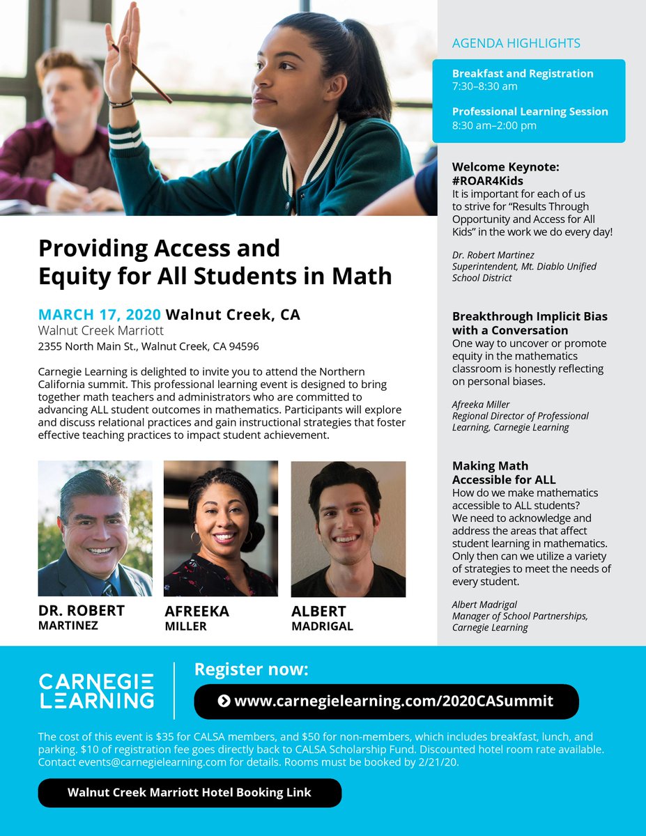 Great Math PD opportunity in Walnut Creek.  Come join us and talk about Providing Access and Equity for All Students in Math in your classrooms and schools!
March 17th at the Walnut Creek Marriott.
Looking at you <a href="/maderaunified/">MUSD</a> <a href="/musd/">Office of the Superintendent</a> <a href="/GJUESD/">Galt Elementary</a> <a href="/CeresUSD/">CeresUSD</a>